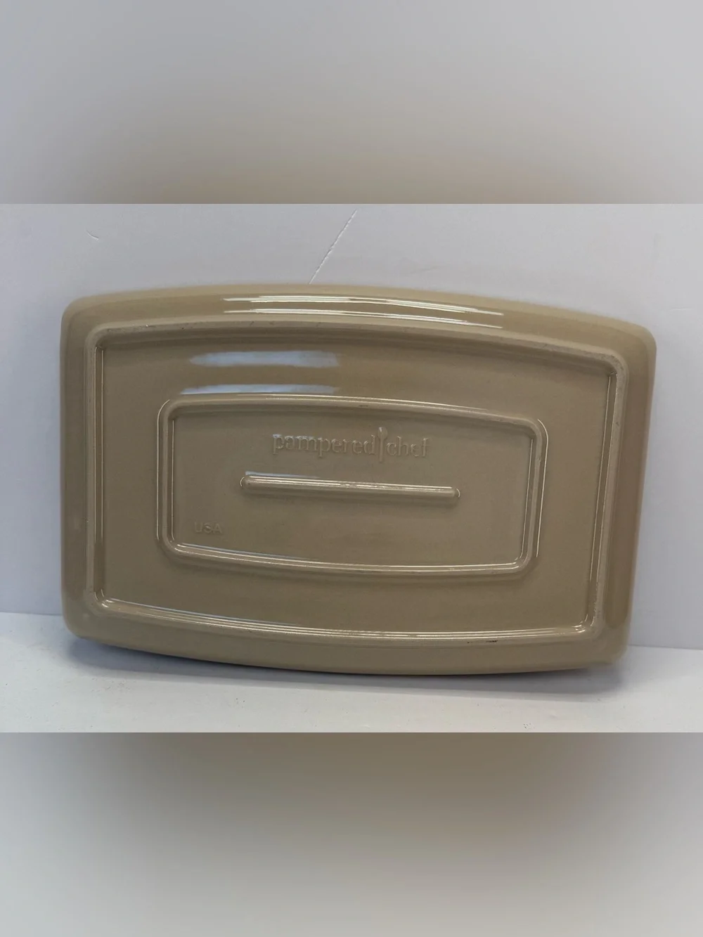 Pampered Chef Glazed stoneware brown and Beige Rectangular Platter